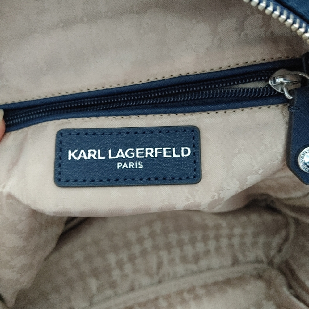 Karl Lagerfeld Navy Nylon Backpack - Picture 7 of 16